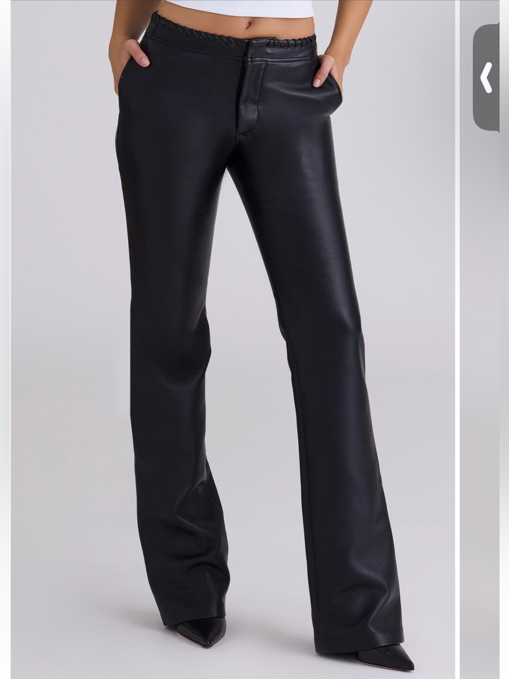 House of CB Black Faux Leather Boot-Cut Pants